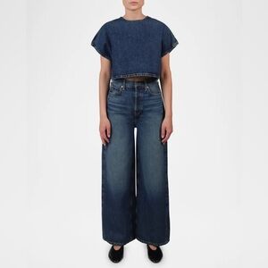 NWT! Size:31 ETICA "Marley" wide-leg jeans in faded dark-wash denim.